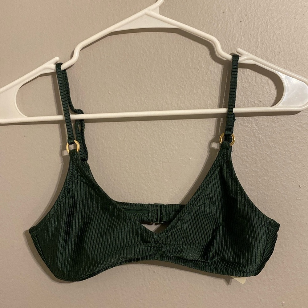 aerie shine ribbed scoop neck bikini top (S)